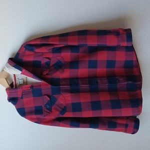 Cherokee Women's Buffalo Plaid Shacket Faux Sherpa Hood…